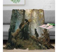 OTBSDNKZZ 3D Printed bear family Thermal Blanket Microfiber Soft Cosy Bedding Warm wild forest scene Home Blanket Compact Portable for Students Campers Travellers Young Adults 80×90inch(200x230cm)