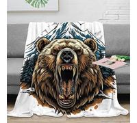 OTBSDNKZZ 3D Printed bear head art Bed Blanket Microfiber Soft Cosy Bedding Warm wild animal tattoo Soft Throw Compact Portable for Students Campers Travellers Young Adults 80×90inch(200x230cm)