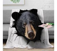 OTBSDNKZZ 3D Printed Bear head Thermal Blanket Microfiber Soft Cosy Bedding Warm Wild animal art Home Blanket Luxurious Gift for Wedding Anniversary Newlyweds 40x50inch(100x130cm)