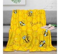 OTBSDNKZZ 3D Printed Bee illustration Soft Throw Microfiber Soft Cosy Bedding Warm Cartoon honeycomb design Travel Blanket for Travellers Campers Adventure Lovers 40x50inch(100x130cm)
