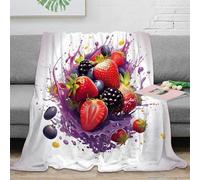 OTBSDNKZZ 3D Printed Berry Splash Living Room Throw Microfiber Soft Warm Bedding Cosy Vibrant Fruit Art All Season Blanket for Housewarming New Homeowners Couples 70×80inch(180x200cm)