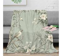 OTBSDNKZZ 3D Printed bird on branch Throw Blanket Microfiber Warm Soft Bedding Breathable floral garden Lounge Throw Lightweight All Season for Students Gamers Movie Nights 40x50inch(100x130cm)