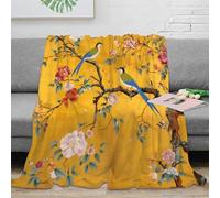 OTBSDNKZZ 3D Printed Birds in Bloom Sofa Throw Microfiber Warm Soft Bedding Lightweight Asian Floral Art Soft Throw Compact Portable for Travellers Campers Families 60x80inch(150x200cm)