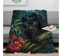 OTBSDNKZZ 3D Printed Black panther jungle Bedding Throw Microfiber Ultra Soft Warm Bedding wild animal art Sofa Throw for Christmas Thanksgiving 80×90inch(200x230cm)