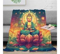OTBSDNKZZ 3D Printed Buddha meditation Warm Blanket Microfiber Warm Thermal Bedding Soft spiritual art 3 Nap Blanket Lightweight for Office Workers Students Young Adults Teens 60x80inch(150x200cm)