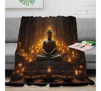 OTBSDNKZZ 3D Printed Buddha statue Home Blanket Microfiber Ultra Soft Warm Bedding meditative spiritual scene Lounge Throw Machine Washable No Shedding for Kids Adults Families 70×80inch(180x200cm)