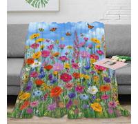 OTBSDNKZZ 3D Printed Butterfly Garden Lounge Throw Microfiber Soft Warm Bedding Breathable Floral Art Living Room Throw for Colleagues Mentors Office Workers 40x50inch(100x130cm)