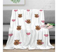 OTBSDNKZZ 3D Printed Capybara cute Bed Throw Microfiber Warm Soft Bedding Durable Cartoon animal pattern Fluffy Blanket Breathable All Season for Homeowners Renters Adults 50x60inch(127x152cm)