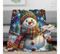 OTBSDNKZZ 3D Printed Christmas snowman Bedding Blanket Ultra Warm Microfiber Soft Cosy festive holiday art Lounge Throw Wrinkle Resistant Non Pilling for Families Couples Guests 40x50inch(100x130cm)