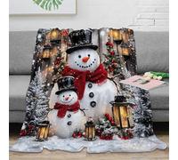 OTBSDNKZZ 3D Printed Christmas snowman Throw Blanket Microfiber Ultra Soft Warm Bedding Festive winter scene 1 Lounge Throw Anti Static Non Pilling for Couples Families Guests 80×90inch(200x230cm)