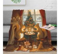 OTBSDNKZZ 3D Printed Christmas squirrels Bedding Blanket Microfiber Warm Soft Bedding Cosy holiday cozy Couch Blanket Anti Static Fade Resistant for Adults Kids Families 50x60inch(127x152cm)