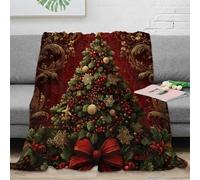 OTBSDNKZZ 3D Printed Christmas tree Sofa Throw Microfiber Warm Soft Bedding Lightweight Ornate festive Soft Throw Compact Portable for Travellers Campers Families 80×90inch(200x230cm)