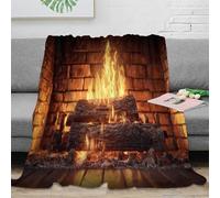 OTBSDNKZZ 3D Printed Cozy fireplace Travel Blanket Microfiber Ultra Soft Warm Bedding Warm rustic ambiance Home Blanket Compact Portable for Adults Teens Guests Families 40x50inch(100x130cm)