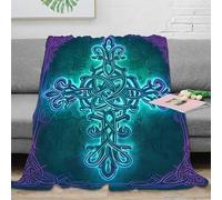 OTBSDNKZZ 3D Printed cross design Home Blanket Microfiber Ultra Soft Warm Bedding Neon glowing Fluffy Blanket Anti Static for Teens Students Renters Apartment Dwellers 40x50inch(100x130cm)