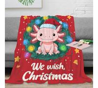 OTBSDNKZZ 3D Printed Cute axolotl Couch Blanket Warm Soft Bedding Christmas festive cartoon Cozy Throw Blanket Wrinkle Resistant Non Pilling for Dorm Dwellers University Students 50x60inch(127x152cm)