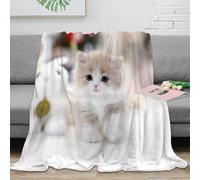 OTBSDNKZZ 3D Printed cute kitten Cozy Throw Blanket Microfiber Warm Soft Bedding Cosy fluffy baby cat Bed Blanket Anti Static No Shedding for Men Women Couples 80×90inch(200x230cm)