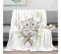 OTBSDNKZZ 3D Printed cute koala pair Cozy Throw Blanket Microfiber Soft Warm Bedding watercolor illustration All Season Blanket for Housewarming Birthday Holiday Gifting 50x60inch(127x152cm)