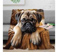 OTBSDNKZZ 3D Printed Cute pug puppy Bed Blanket Microfiber Soft Warm Bedding All Season Digital art Sofa Throw Premium Gift for Housewarming New Homeowners Couples 60x80inch(150x200cm)