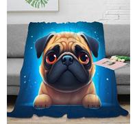 OTBSDNKZZ 3D Printed Cute pug puppy Throw Blanket Microfiber Ultra Soft Warm Bedding Cartoon illustration Lounge Throw for Birthday Anniversary Holiday Celebrations 50x60inch(127x152cm)