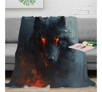 OTBSDNKZZ 3D Printed Dark wolf eyes Home Blanket Microfiber Ultra Soft Warm Bedding fantasy creature art Fluffy Blanket Anti Static for Teens Students Renters Apartment Dwellers 50x60inch(127x152cm)