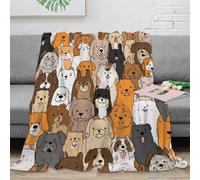 OTBSDNKZZ 3D Printed Dog cartoon collection Lounge Throw Soft Warm Bedding Breathable Cartoon pets Living Room Throw Wrinkle Resistant Non Pilling for Couples Families Households 40x50inch(100x130cm)