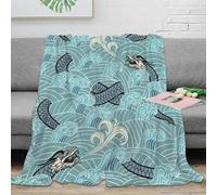 OTBSDNKZZ 3D Printed Dragon sea waves Warm Blanket Microfiber Soft Cosy Bedding Warm Japanese wave pattern Bed Blanket Non Pilling for Dorm Dwellers University Students Teens 50x60inch(127x152cm)