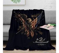 OTBSDNKZZ 3D Printed eagle with flag Bed Throw Microfiber Warm Soft Bedding Durable patriotic tattoo Fluffy Blanket Breathable All Season for Homeowners Renters Adults 60x80inch(150x200cm)