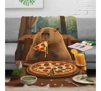 OTBSDNKZZ 3D Printed eating pizza Travel Blanket Microfiber Warm Soft Bedding Breathable whimsical animal Home Blanket Lightweight All Season for Kids Adults Families 50x60inch(127x152cm)