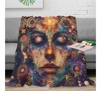 OTBSDNKZZ 3D Printed face art Throw Blanket Microfiber Warm Thermal Bedding Soft Spiritual mandala Warm Blanket for New Homeowners Housewarming Guests 70×80inch(180x200cm)