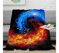 OTBSDNKZZ 3D Printed Fire and water Cozy Throw Blanket Microfiber Soft Warm Bedding Dynamic energy swirl All Season Blanket for Housewarming Birthday Holiday Gifting 50x60inch(127x152cm)