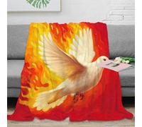 OTBSDNKZZ 3D Printed fire dove symbol Bedding Throw Microfiber Ultra Soft Warm Bedding spiritual art Home Blanket Heartfelt Gift for Families Couples New Homeowners 60x80inch(150x200cm)