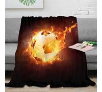 OTBSDNKZZ 3D Printed Fireball soccer Throw Blanket Microfiber Ultra Soft Warm Bedding Dynamic sports art 1 Lounge Throw Anti Static Non Pilling for Couples Families Guests 70×80inch(180x200cm)