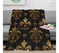 OTBSDNKZZ 3D Printed Fleur-de-lis Thermal Blanket Microfiber Soft Cosy Bedding Warm Vintage ornamental design Blanket Premium Gift for Christmas Thanksgiving 60x80inch(150x200cm)
