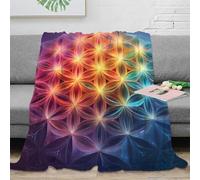 OTBSDNKZZ 3D Printed Flower of Life Fluffy Blanket Microfiber Soft Cosy Bedding Warm Sacred Geometry Art Throw Blanket Anti Static Wrinkle Resistant for Couples Families Guests 60x80inch(150x200cm)