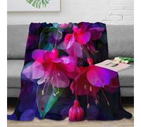 OTBSDNKZZ 3D Printed Fuchsia blooms Lounge Throw Microfiber Soft Warm Bedding Breathable vibrant floral art Living Room Throw for Colleagues Mentors Office Workers 50x60inch(127x152cm)
