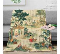 OTBSDNKZZ 3D Printed garden scene Blanket Ultra Soft Microfiber Bedding Warm Breathable Chinese classical Throw Blanket Lightweight Machine Washable for Adults Kids Families 60x80inch(150x200cm)