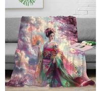 OTBSDNKZZ 3D Printed Geisha woman Fluffy Blanket Ultra Soft Warm Bedding Japanese traditional art Throw Blanket Wrinkle Resistant Machine Washable for Campers Travellers Families 60x80inch(150x200cm)