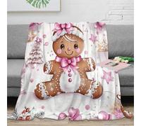 OTBSDNKZZ 3D Printed Gingerbread girl Cosy Throw Microfiber Soft Warm Bedding Breathable Christmas whimsical Nap Blanket Lightweight All Season for Office Workers Teens Adults 40x50inch(100x130cm)