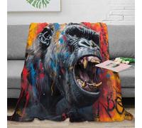 OTBSDNKZZ 3D Printed Gorilla roaring Travel Blanket Microfiber Ultra Soft Warm Bedding urban graffiti art Home Blanket Compact Portable for Adults Teens Guests Families 70×80inch(180x200cm)