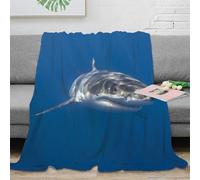 OTBSDNKZZ 3D Printed GreatSharkSwim Blanket Microfiber Soft Warm Bedding Breathable MarineWildlifeStyle Cosy Throw Lightweight All Season for Office Workers Teens Adults 40x50inch(100x130cm)
