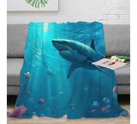 OTBSDNKZZ 3D Printed GreatSharkSwim Lounge Throw Microfiber Soft Warm Bedding Breathable UnderwaterSceneStyle Living Room Throw Premium Gift for Christmas Thanksgiving 80×90inch(200x230cm)