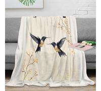 OTBSDNKZZ 3D Printed Hummingbirds flying Throw Blanket Microfiber Ultra Soft Warm Bedding watercolor nature art Lounge Throw for Birthday Anniversary Holiday Celebrations 80×90inch(200x230cm)