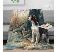 OTBSDNKZZ 3D Printed hunting dog Bed Blanket Microfiber Soft Warm Bedding All Season realistic wildlife painting Sofa Throw Premium Gift for Housewarming New Homeowners Couples 40x50inch(100x130cm)