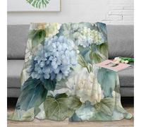 OTBSDNKZZ 3D Printed Hydrangea blooms Cosy Throw Microfiber Ultra Soft Warm Bedding watercolor floral art Nap Blanket Heartfelt Gift for Travellers Campers Adventure Lovers 80×90inch(200x230cm)