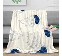 OTBSDNKZZ 3D Printed Jellyfish design Throw Blanket Soft Warm Bedding Breathable Nautical vector pattern Warm Blanket Lightweight All Season for Dorm Dwellers University Students 80×90inch(200x230cm)