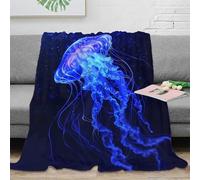 OTBSDNKZZ 3D Printed jellyfish floating Cozy Throw Blanket Microfiber Ultra Soft Warm Bedding Underwater fantasy Bed Blanket Breathable All Season for Homeowners Renters Adults 40x50inch(100x130cm)
