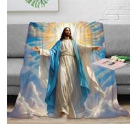 OTBSDNKZZ 3D Printed Jesus Christ Bedding Blanket Microfiber Ultra Soft Warm Bedding divine spiritual art Bed Throw Compact Portable Non Pilling for Travellers Campers Families 60x80inch(150x200cm)