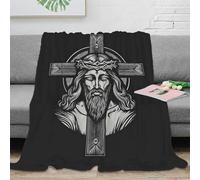 OTBSDNKZZ 3D Printed Jesus Christ Bedding Throw Microfiber Ultra Soft Warm Bedding religious engraving Bedding Blanket Compact Portable for Students Gamers Movie Nights Teens 60x80inch(150x200cm)