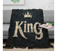OTBSDNKZZ 3D Printed King symbol Bedding Blanket Microfiber Warm Soft Bedding Cosy Vintage royal design Couch Blanket for New Homeowners Housewarming Guests 40x50inch(100x130cm)