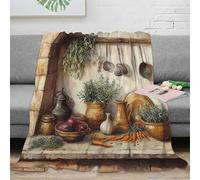 OTBSDNKZZ 3D Printed kitchen scene Cosy Throw Microfiber Ultra Soft Warm Bedding Medieval farmhouse Nap Blanket Lightweight Machine Washable for University Students Dorm Dwellers 60x80inch(150x200cm)